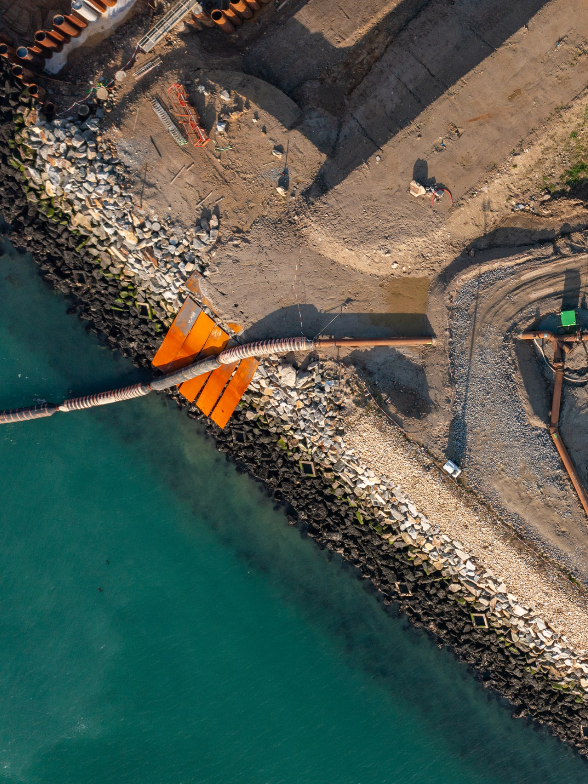 Chantier de dragage vu du ciel